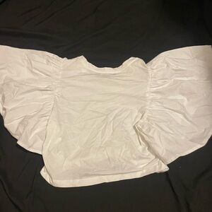 White Flutter Sleeve Crop Top